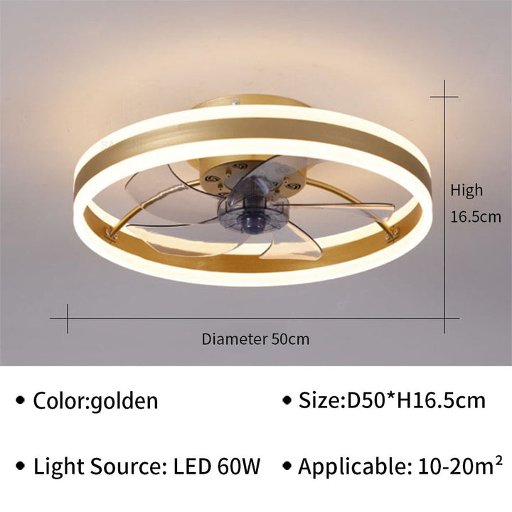 Modernt LED loftventilator med elegante vinger og integreret LED-belysning, perfekt til stue eller kontor.
