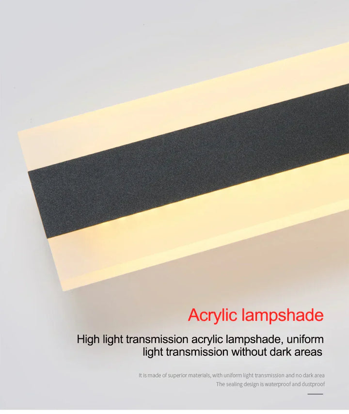 Moderne vandtæt LED-udendørsspot på væg i elegant design, ideel til have eller terrasse, robust og holdbar.