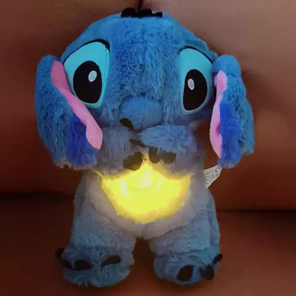 Stitch plyslegetøj med lys og musik til beroligende søvn og Disney-fans.