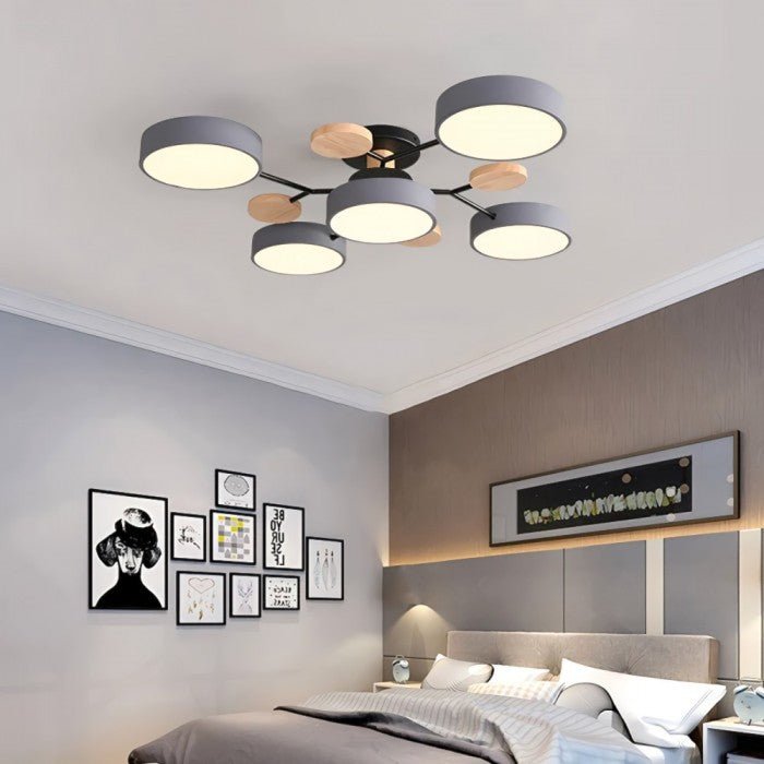 Skandinavisk LED-loftlampe, forgrenet design, mat hvid, varmhvidt lys, energieffektiv, 60 cm diameter