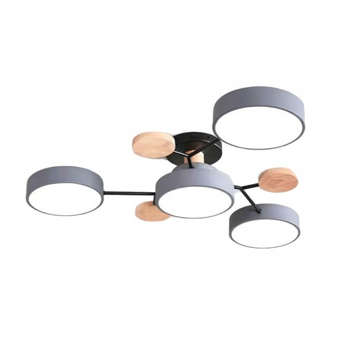 Nordisk LED-loftlampe, forgrenet design, skandinavisk, mat hvid, varmhvidt lys, energieffektiv, 60 cm diameter