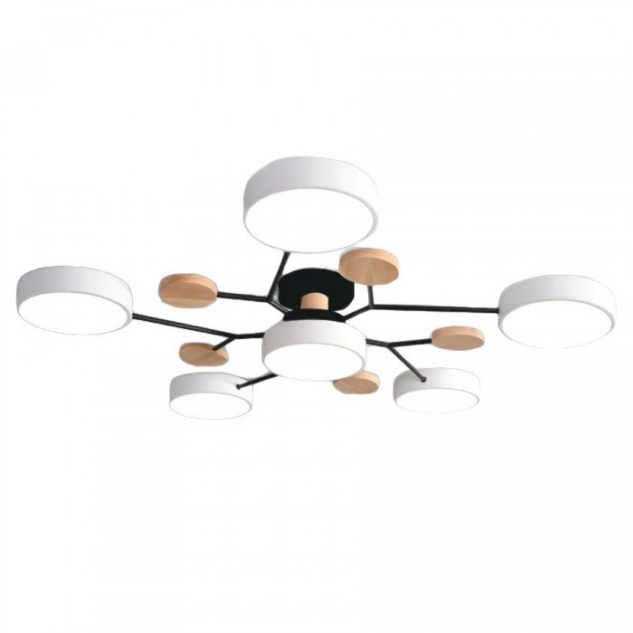 Nordisk LED-loftlampe, forgrenet design, skandinavisk, mat hvid, varmhvidt lys, energieffektiv, 60 cm diameter
