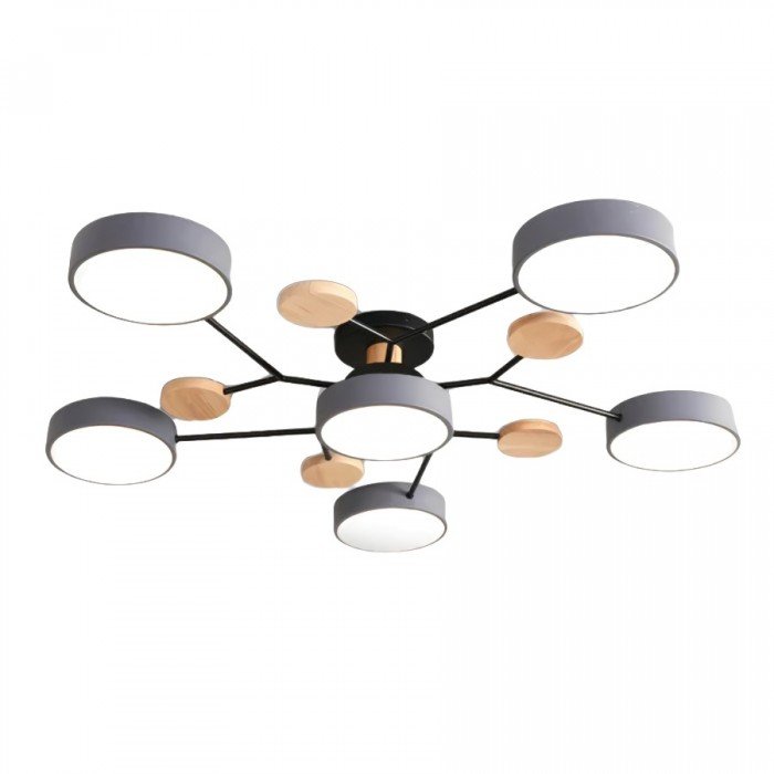 Nordisk LED-loftlampe, forgrenet design, skandinavisk, mat hvid, varmhvidt lys, energieffektiv, 60 cm diameter