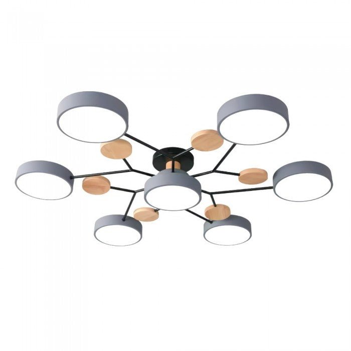 Nordisk LED-loftlampe, forgrenet design, skandinavisk, mat hvid, varmhvidt lys, energieffektiv, 60 cm diameter