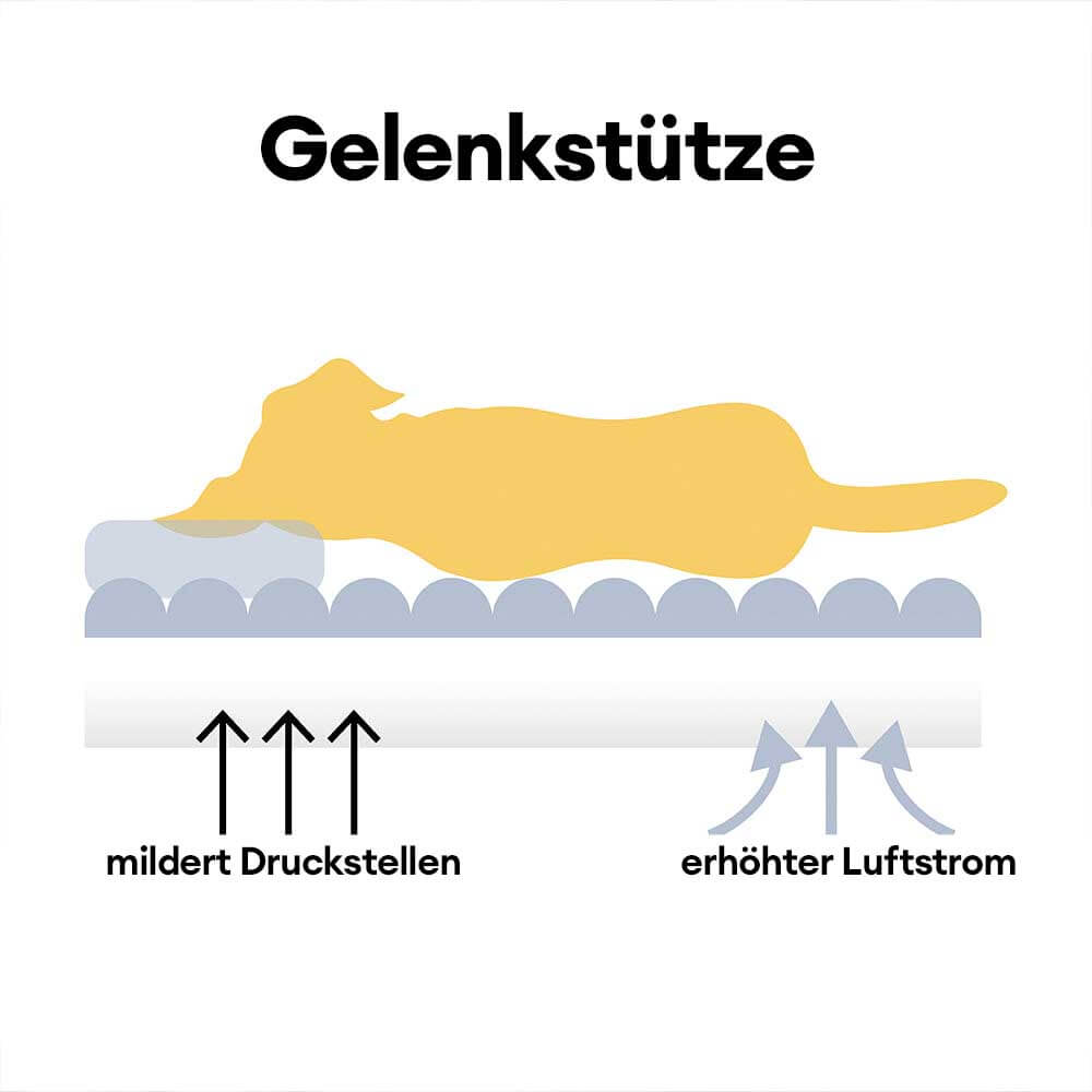 Ortopædisk vaskbar hundeseng i imiteret pels med pude og armlæn, ideel til ledstøtte, grå.