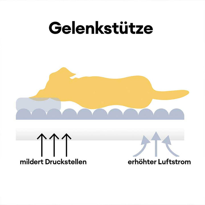 Ortopædisk vaskbar hundeseng i imiteret pels med pude og armlæn, ideel til ledstøtte, grå.