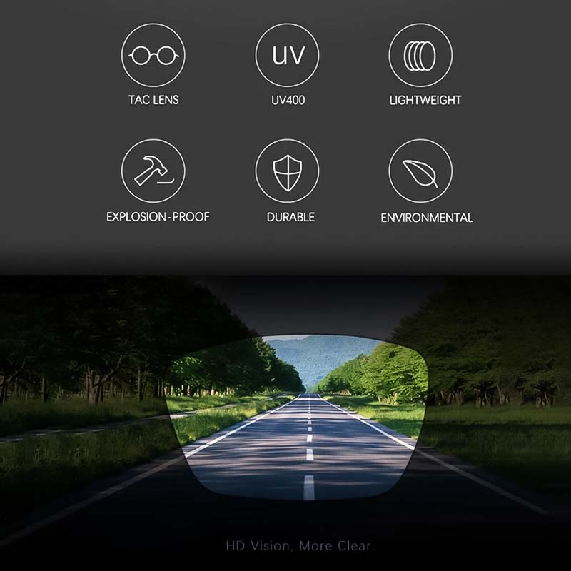 Polariserede motorcykel solbriller, moderne design, letvægtskonstruktion, klart syn, blændingsbeskyttelse, ergonomisk, lilla linse til mænd