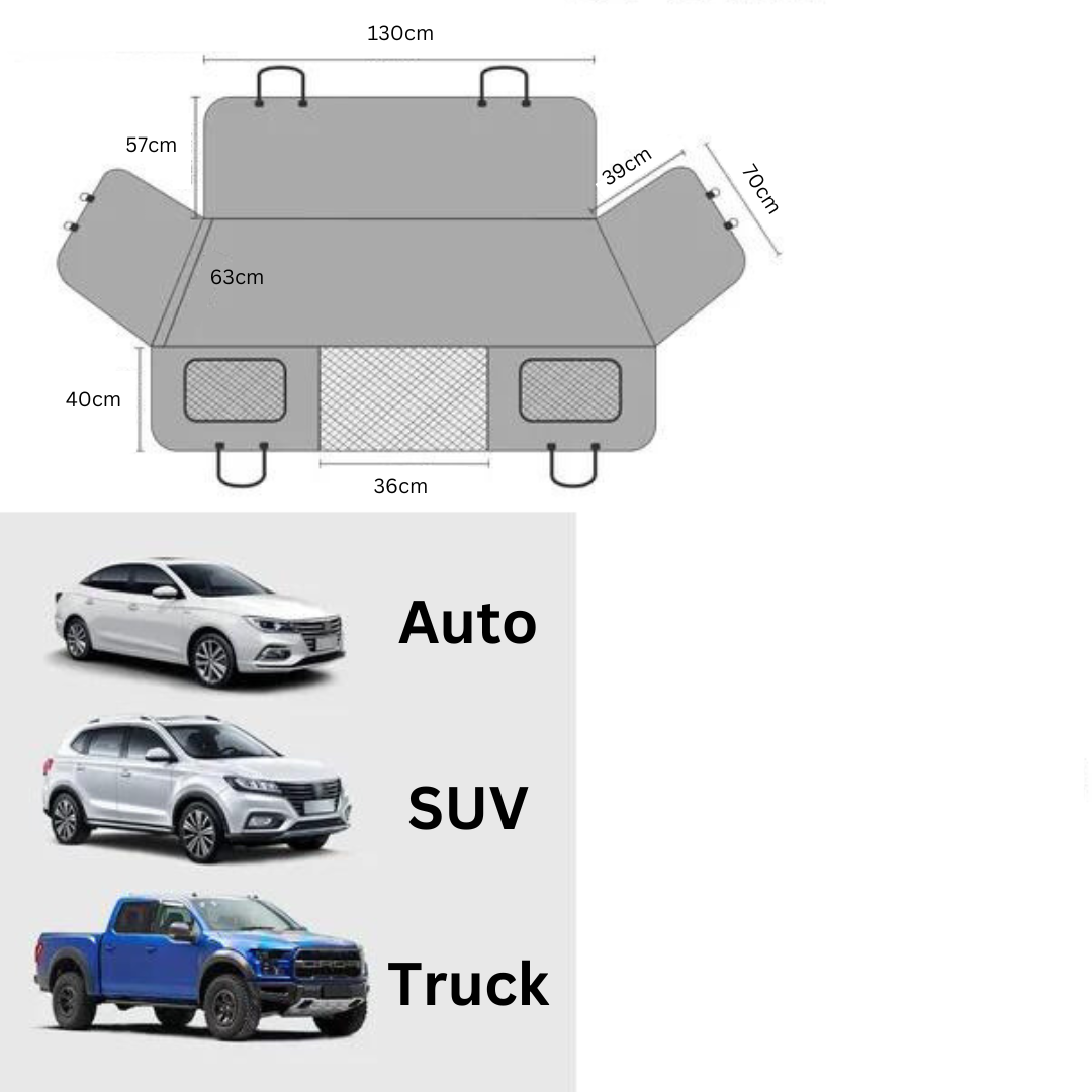 Rivefast, vandtæt bilsædeudvidelse til hunde med hård bund, beskytter bilens indre og giver hundekomfort.