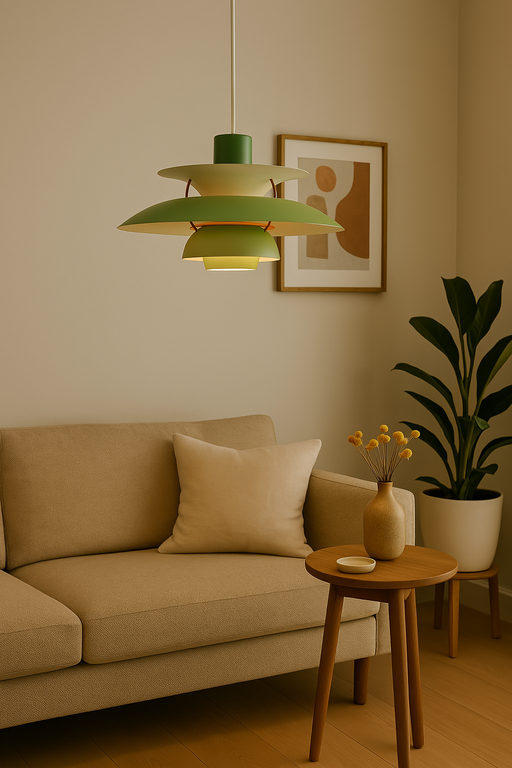 Rund dæmpbar LED-loftlampe i aluminium og akrylglas, elegant design, ideel til belysning i stue og spisestue