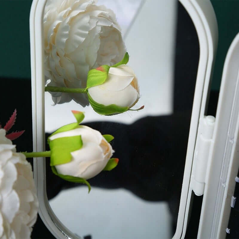 Sammenklappelig oval smykkeholder med spejl