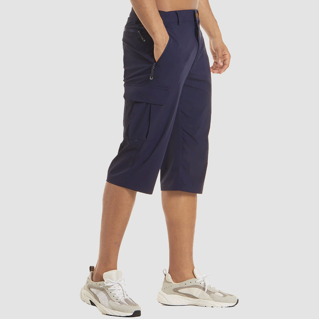 Hurtigtørrende cargo shorts til mænd, lette, med cargolommer og elastisk linning, ideelle til udendørsaktiviteter og rejser.
