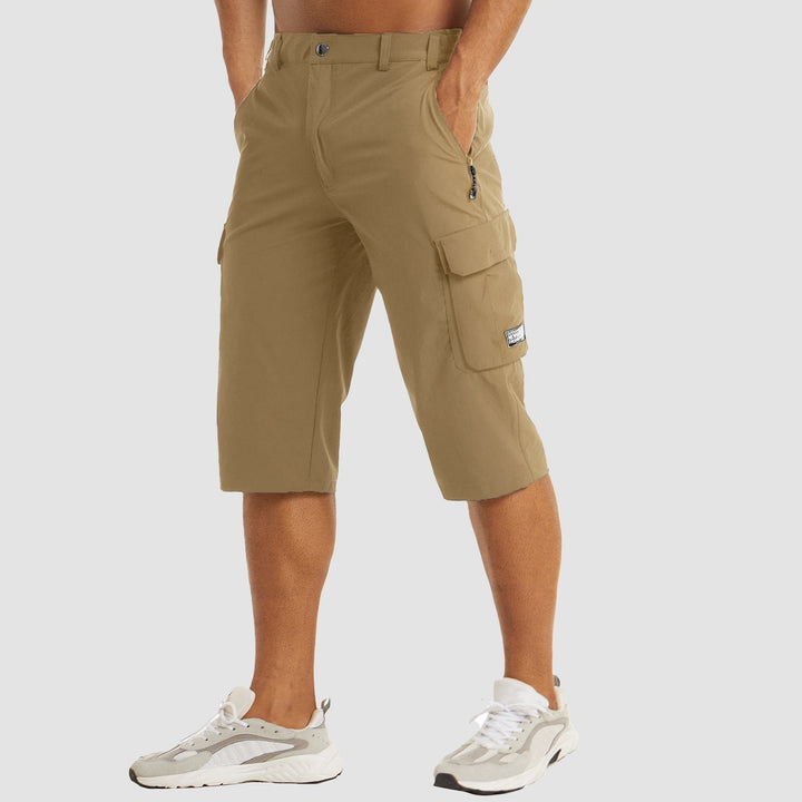 Hurtigtørrende cargo shorts til mænd, lette, med cargolommer og elastisk linning, ideelle til udendørsaktiviteter og rejser.