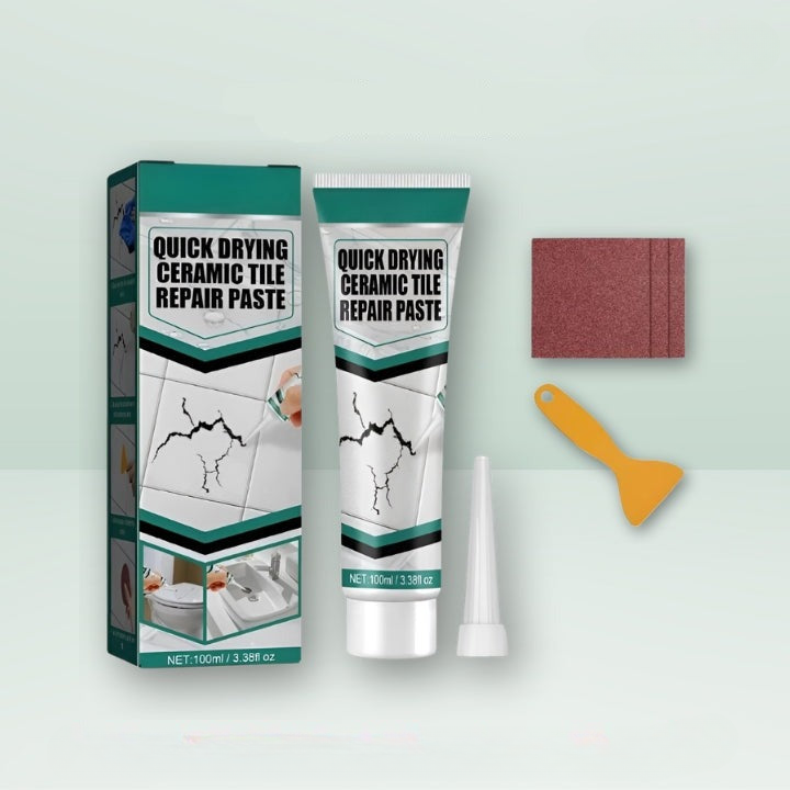 Hurtigtørrende reparationspasta til keramiske fliser, hvid pasta, anvendes på beskadigede fliser, DIY-reparation