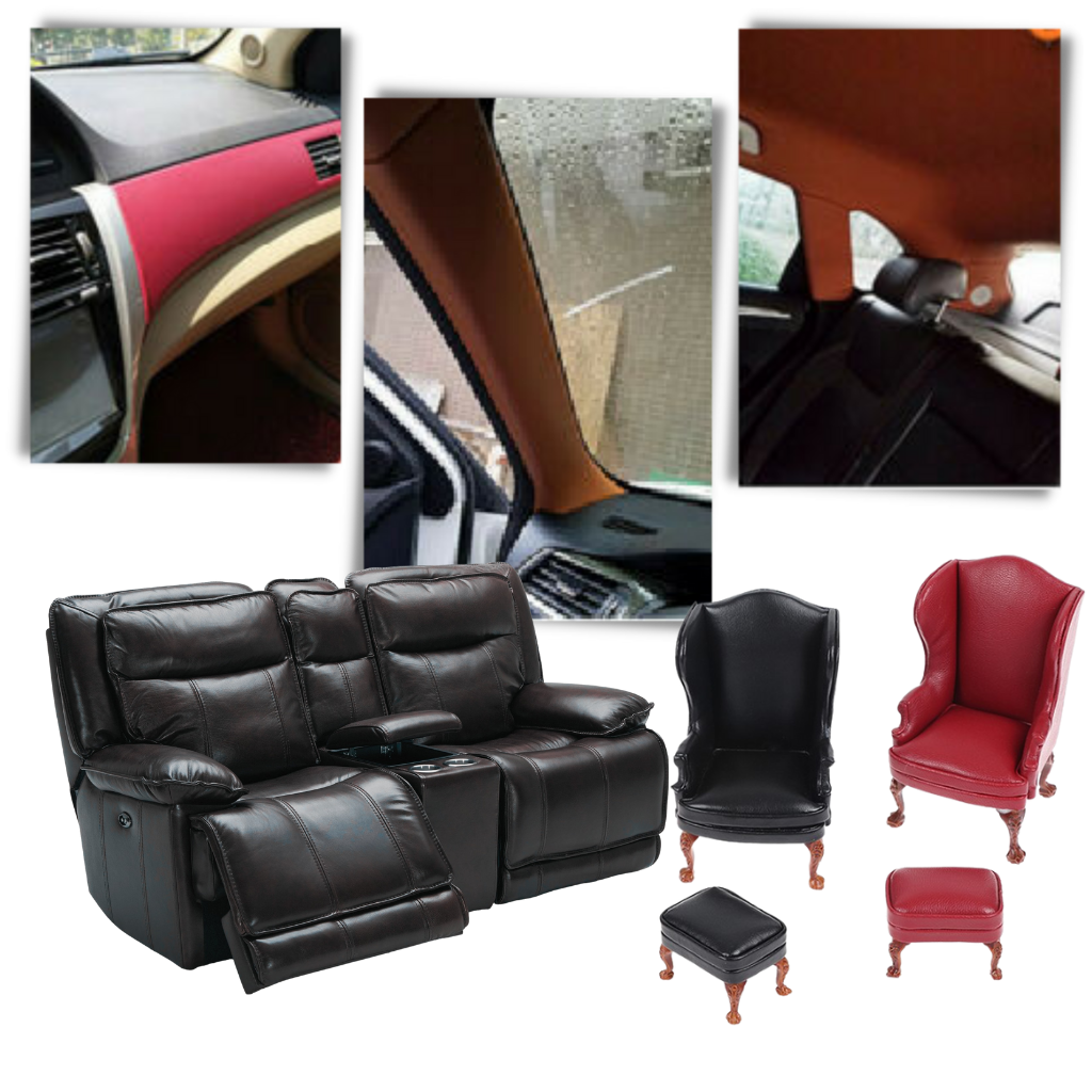 Selvklæbende læderlap, ideel til møbel- og tøjreparation, i sort, robust kunstlæder, nem at påføre.