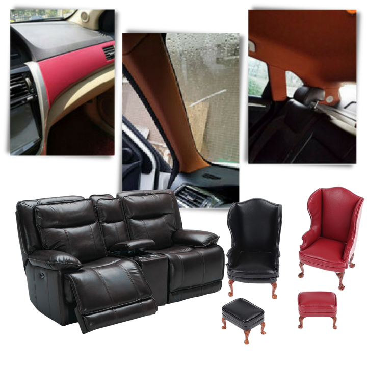 Selvklæbende læderlap, ideel til møbel- og tøjreparation, i sort, robust kunstlæder, nem at påføre.