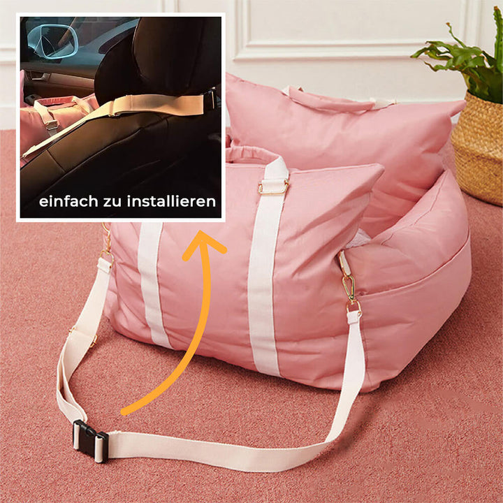 Sikker og vandtæt hundebilmadras med beskyttende pude og komfort, ideel til rejser og nem at rengøre.