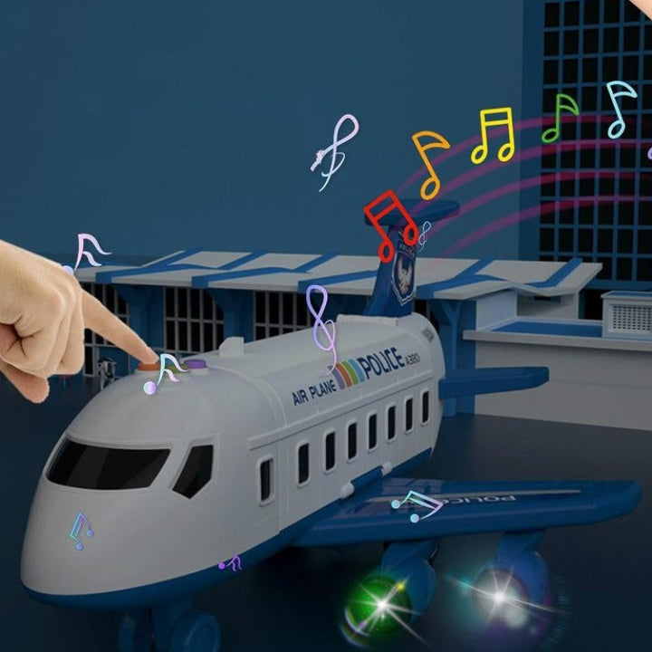 Sæt med et stort farverigt fly, mini-byggekøretøjer og tilbehør, ideelt til børn fra 3 til 6 år, fremmer kreativitet