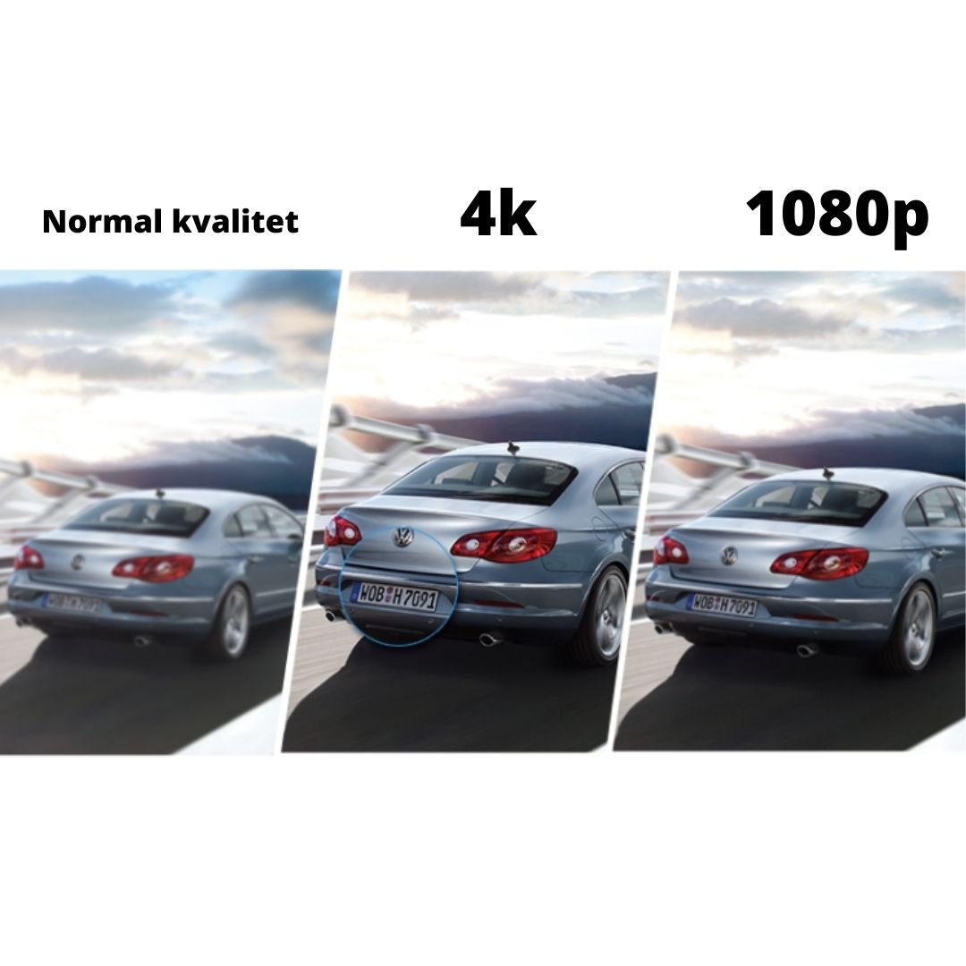 Ultra HD 4K bilkamera med GPS & WiFi, elegant design, 2,45-tommer IPS-skærm, bredt synsfelt til biler & motorcykler
