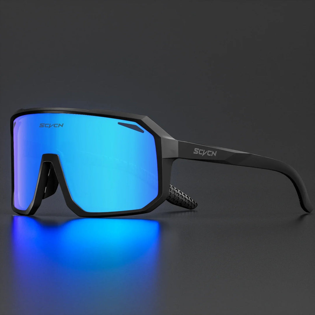 Unisex Radfahrer-Sonnenbrille mit UV400 Schutz, leicht und langlebig, ideal für Outdoor-Sport, modernen Look in Schwarz.