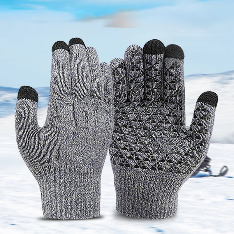 USB-drevne elektriske varmehandsker, grå-sort, touchskærmsvenlig, åndbar, teksturerede håndflader.