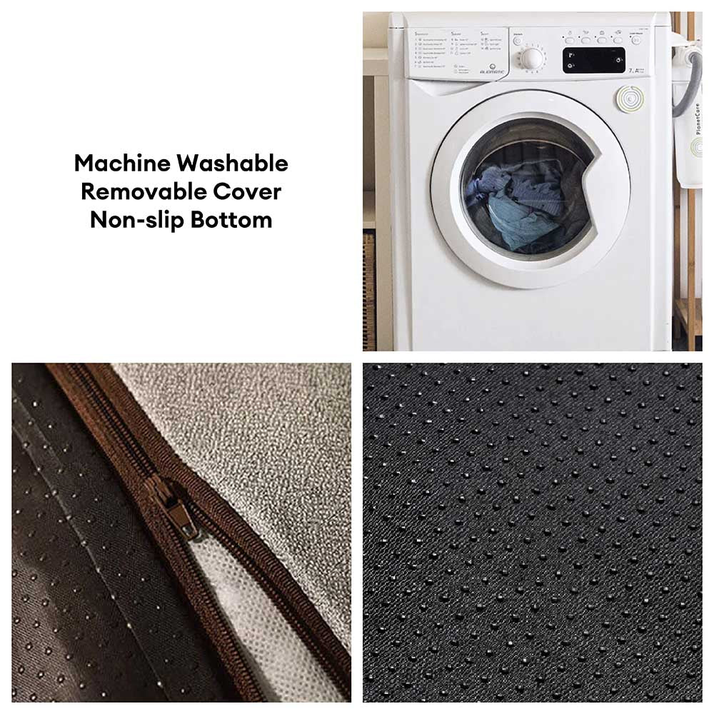 Tykt vaskbart kæledyrsseng til katte eller hunde, tykt polstret med skridsikker bund, ideel til alle sæsoner, brun, XL-størrelse