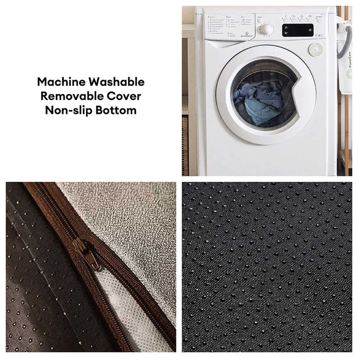Tykt vaskbart kæledyrsseng til katte eller hunde, tykt polstret med skridsikker bund, ideel til alle sæsoner, brun, XL-størrelse