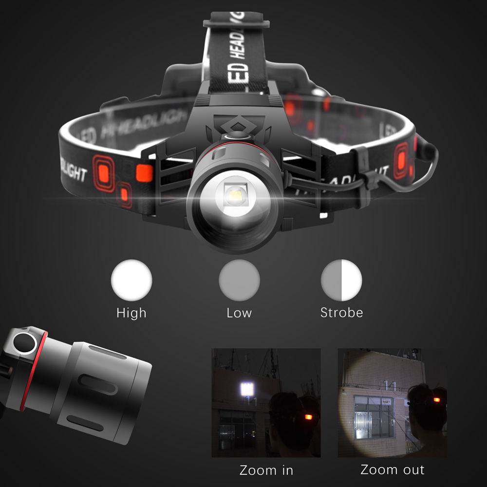 Alsidig, ergonomisk LED Pandelampe med hvidt, rødt og grønt lys, ideel til outdoor-eventyr og arbejde i mørke.