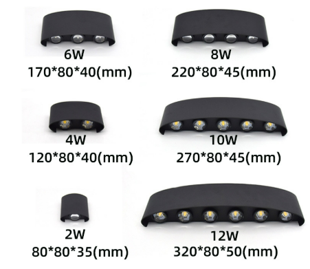 Vandtæt LED-væglampe i aluminium, moderne design, energieffektiv udendørsbelysning, vejrbestandig, vægmonteret