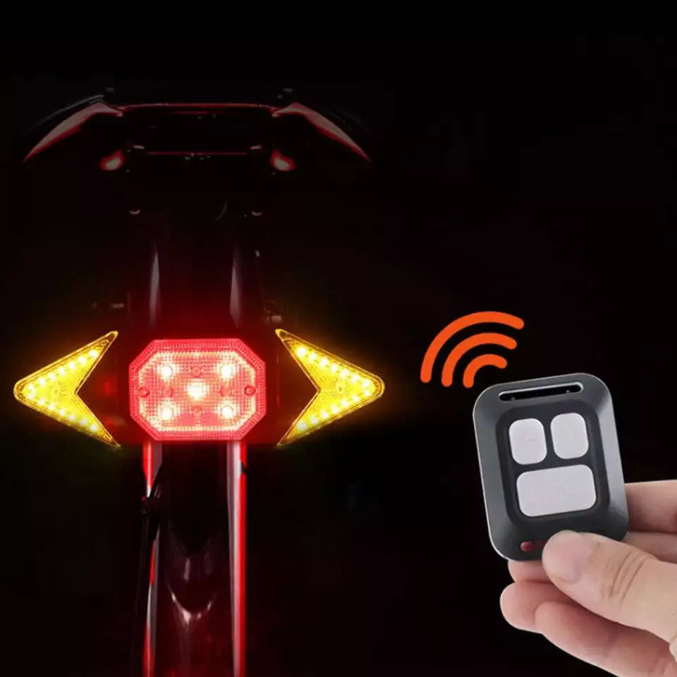 Vandtæt LED cykelblinklys, trådløst, med USB-port; velegnet til alle vejrforhold, nem montering.