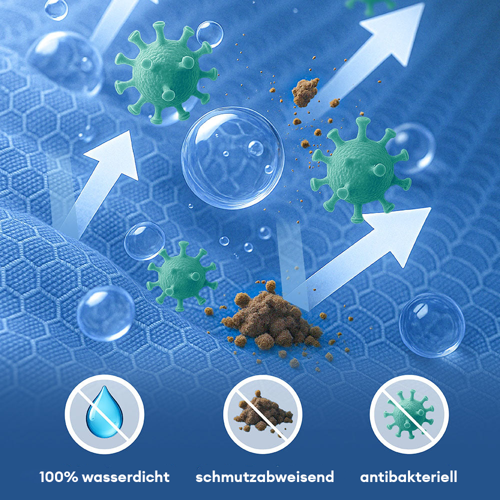 Wasserfestes Hundebett, orthopädisch, großes Modell, graues Material, mit erhöhter Kante für komfortable Kopfstütze