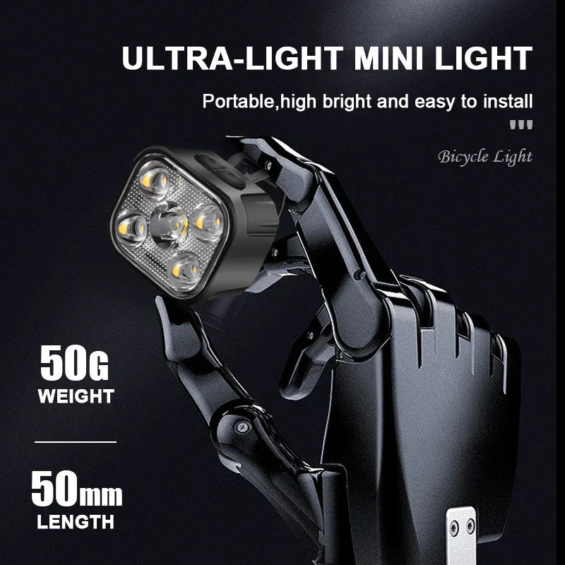 Genopladelige cykellygter: Kraftigt LED-forlys og rødt baglys med 8/12 tilstande, kompakt og vandtæt.