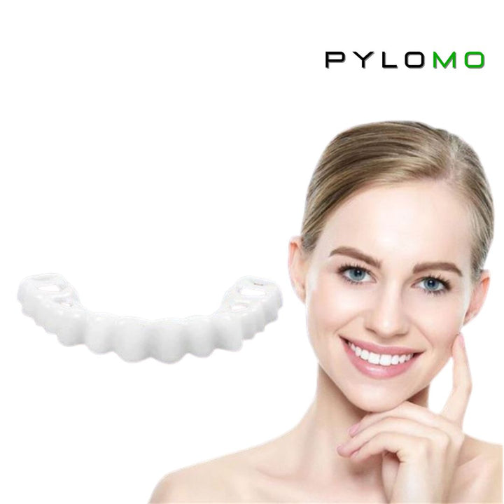 Nærbillede af tandprotese i naturlig hvid, ideel til at klikke på for et strålende, selvsikkert smil.